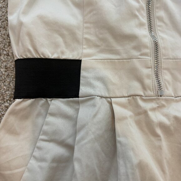 Kensie Strapless Mini Dress Y2K 90s tan black Zipper Front Pockets Size 6 - Picture 4 of 14
